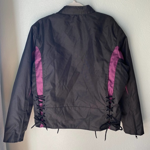 Tennessee Leather Inc Zip Out Liner Motorcycle Jacket black and Purple Corset XL - Picture 10 of 11